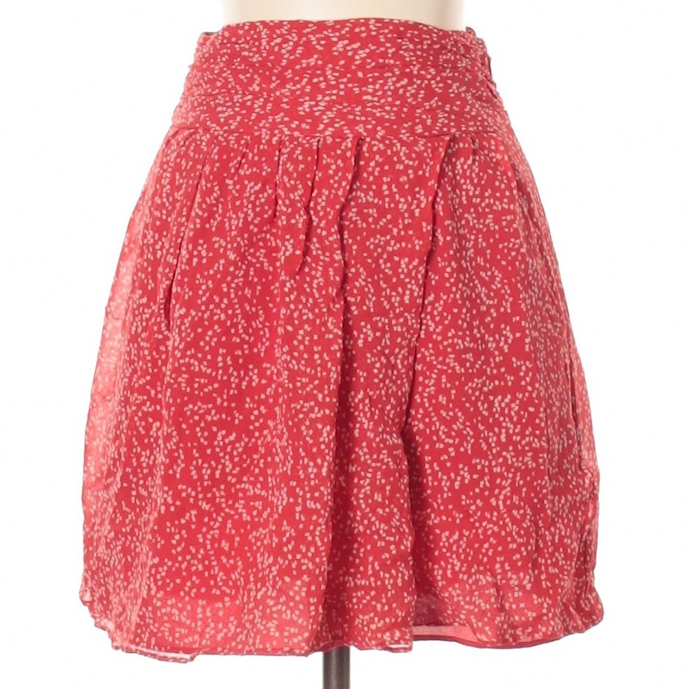 Club Monaco Red 100% Silk Flounce Mini Skirt - 8